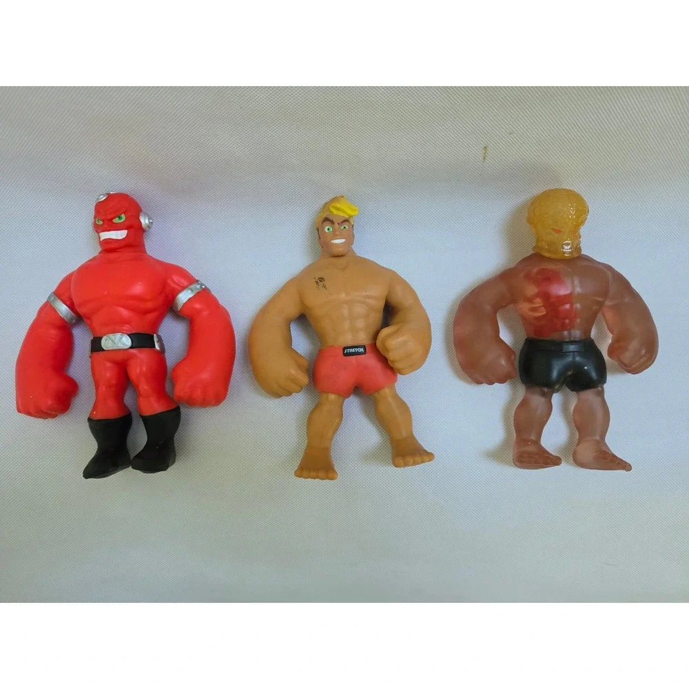 Stretch Armstrong and the Flex Fighters Mini Action Figure Lot of 3 4in